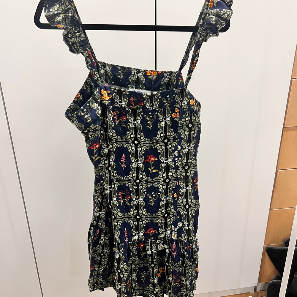 Agua Bendita Floral Mini Dress - Navy and Multicolor